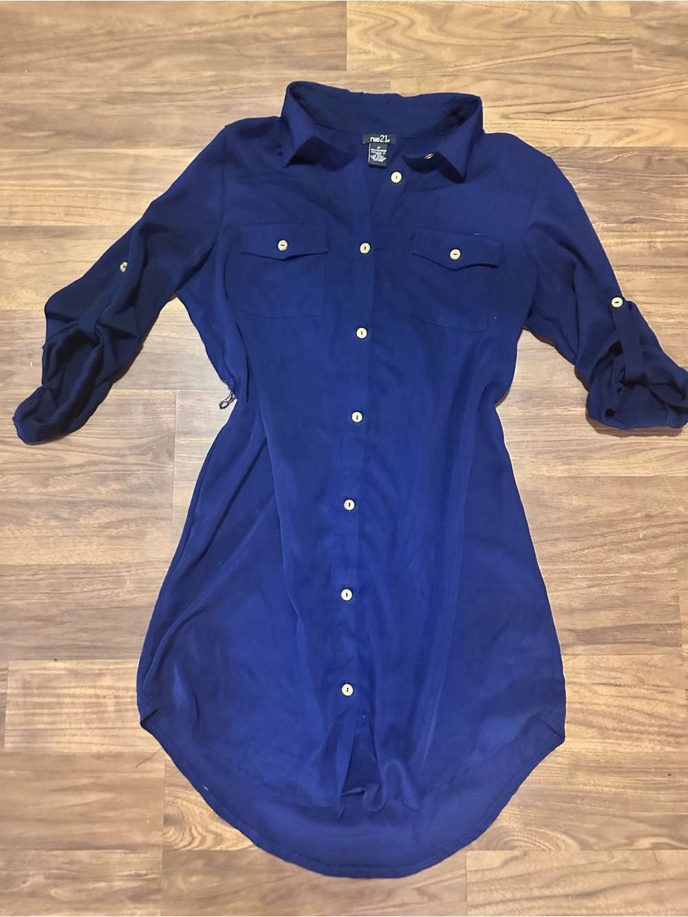 Y2K rue21 Navy Button-Up Shirt